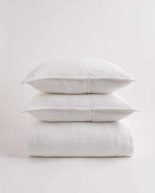 Organic Ribbed Cotton Coverlet Set