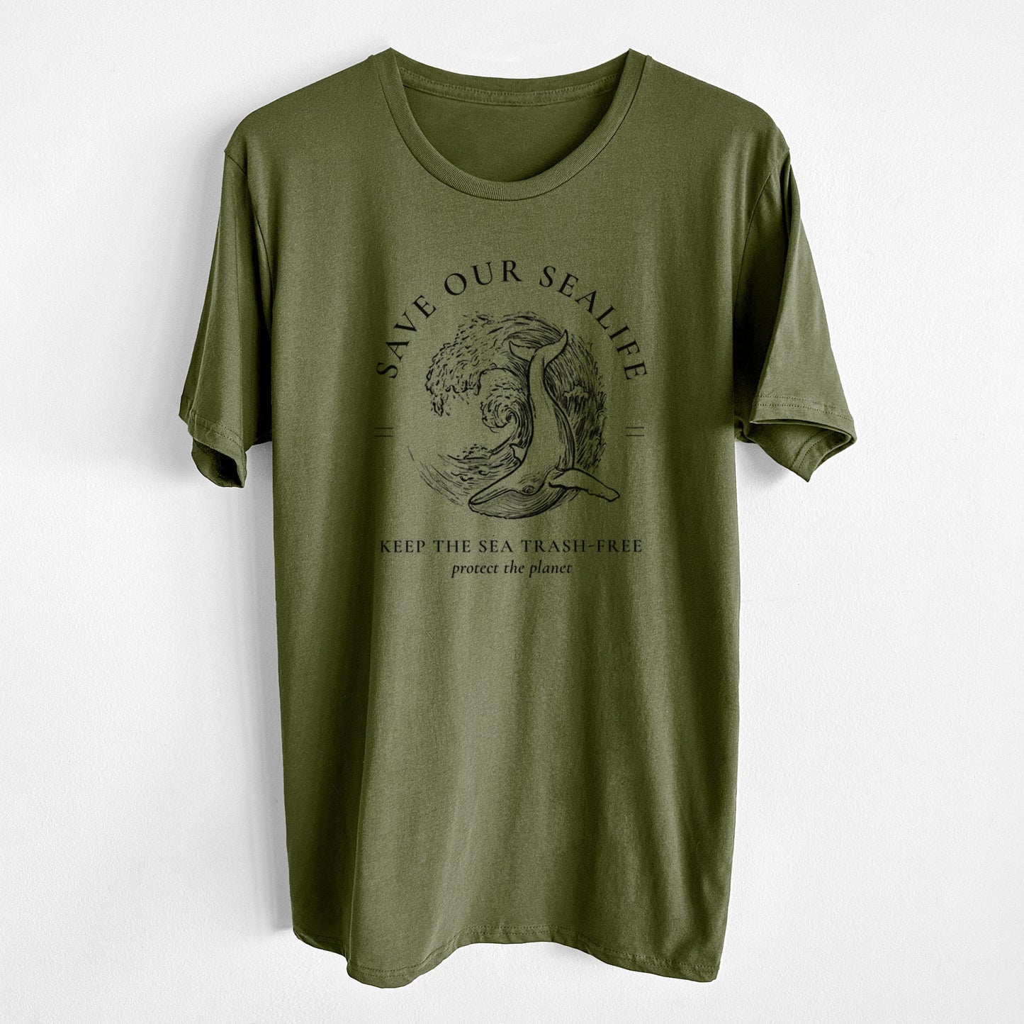 Save our Sealife - Keep the Sea Trash-Free - Unisex Crewneck - Made in USA - 100% Organic Cotton