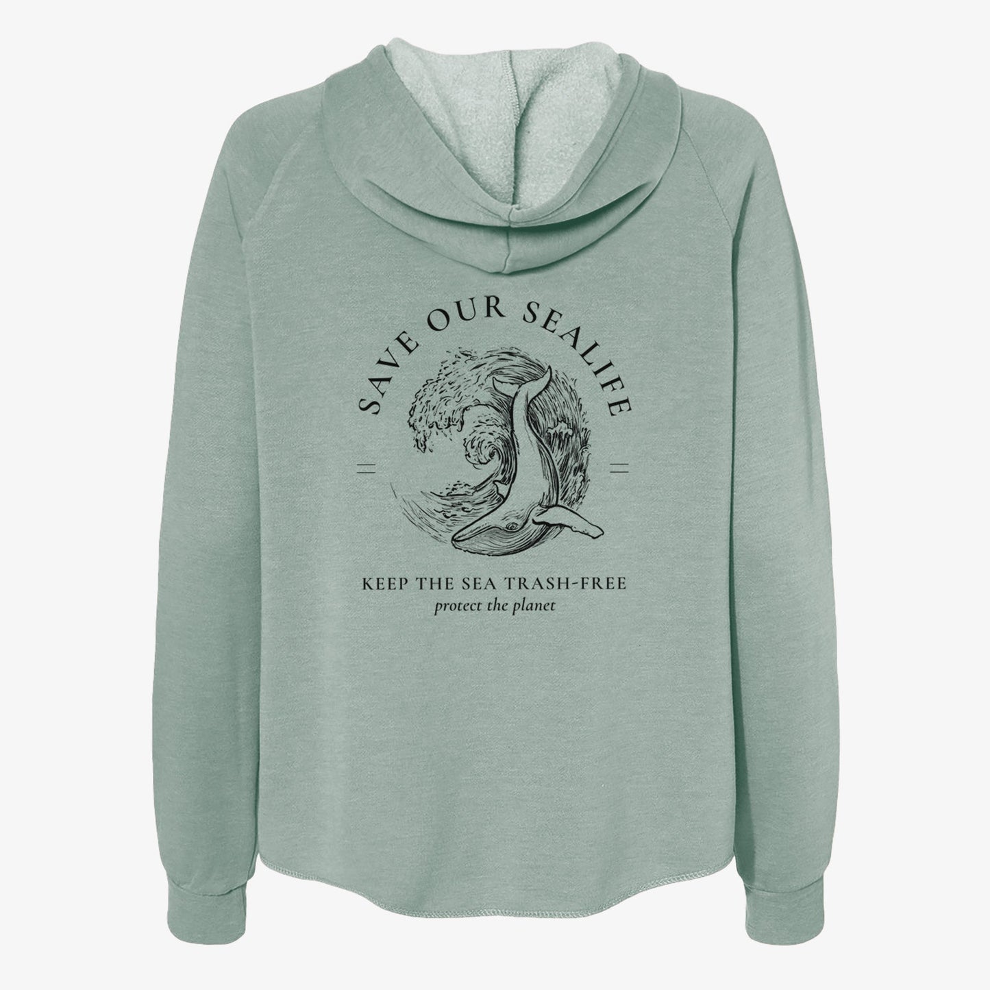 Save our Sealife - Keep the Sea Trash-Free - Women's Cali Wave Zip-Up Sweatshirt