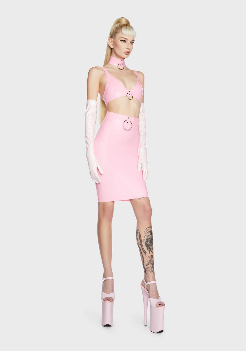 x Bettie Page Imogen Latex Pencil Skirt