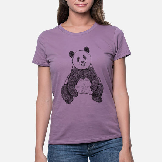 Ailuropoda melanoleuca - Giant Panda Sitting - Women's Crewneck - Made in USA - 100% Organic Cotton