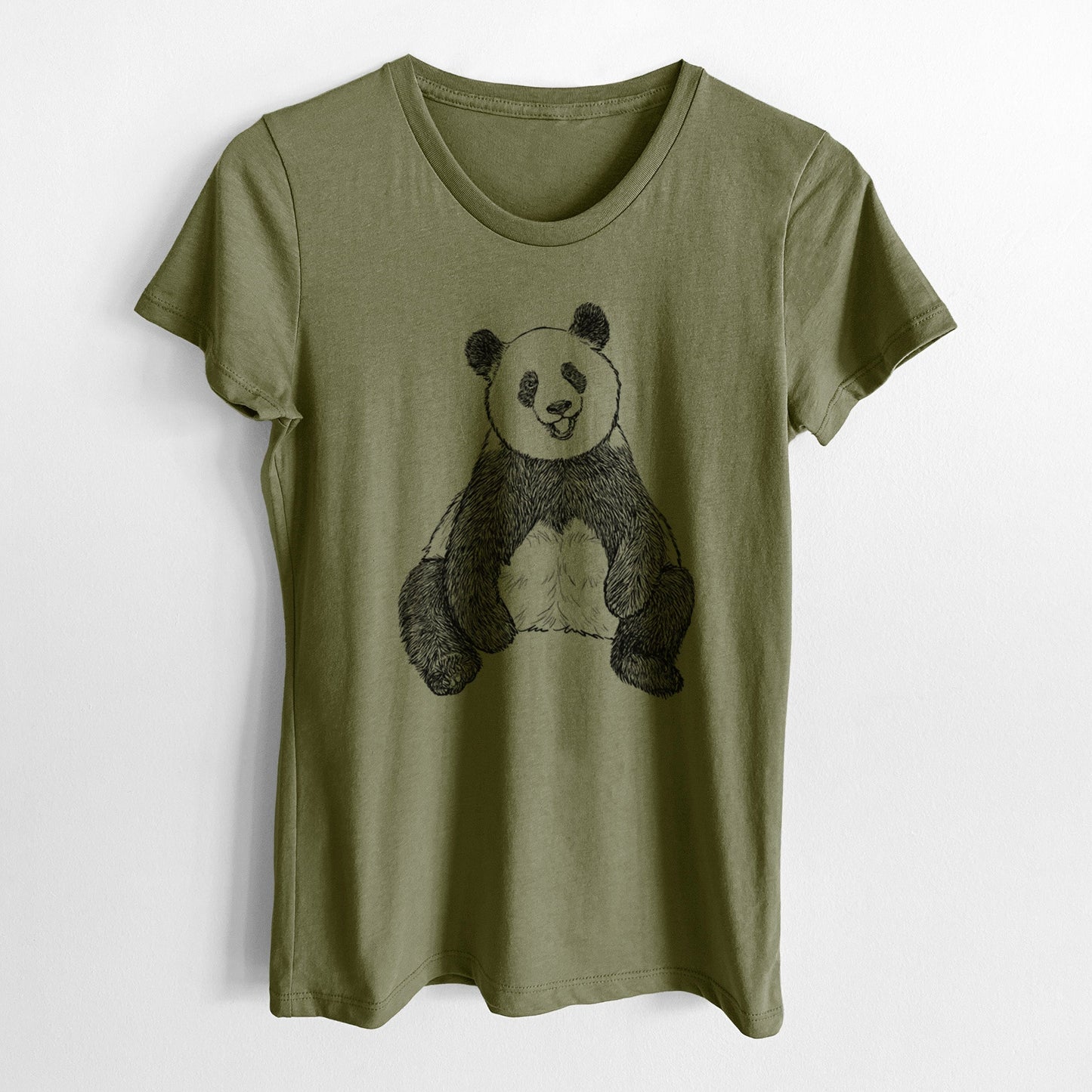 Ailuropoda melanoleuca - Giant Panda Sitting - Women's Crewneck - Made in USA - 100% Organic Cotton