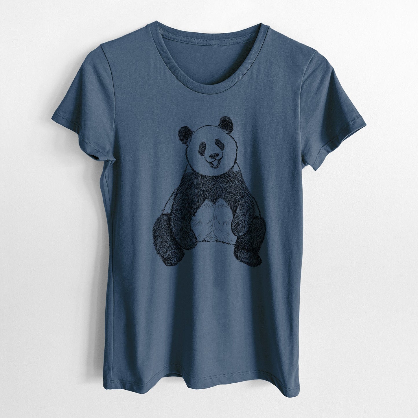 Ailuropoda melanoleuca - Giant Panda Sitting - Women's Crewneck - Made in USA - 100% Organic Cotton
