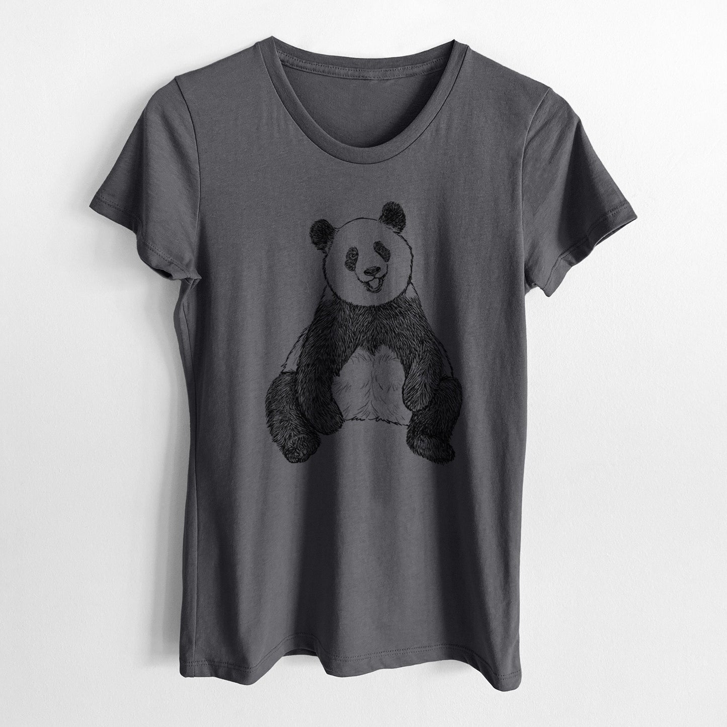 Ailuropoda melanoleuca - Giant Panda Sitting - Women's Crewneck - Made in USA - 100% Organic Cotton