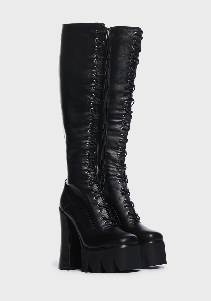 Preoccupied Platform Knee High Boots