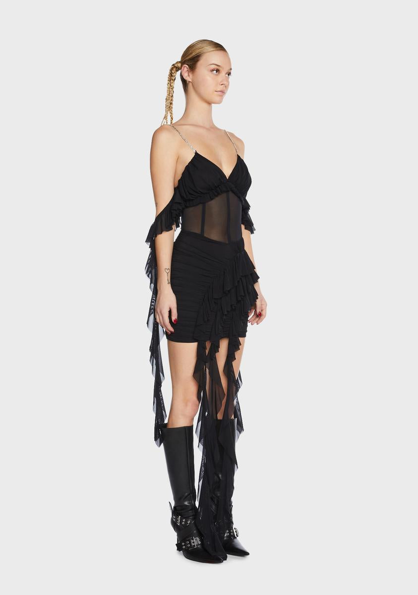 Ruffle Trim Cami Mini Dress