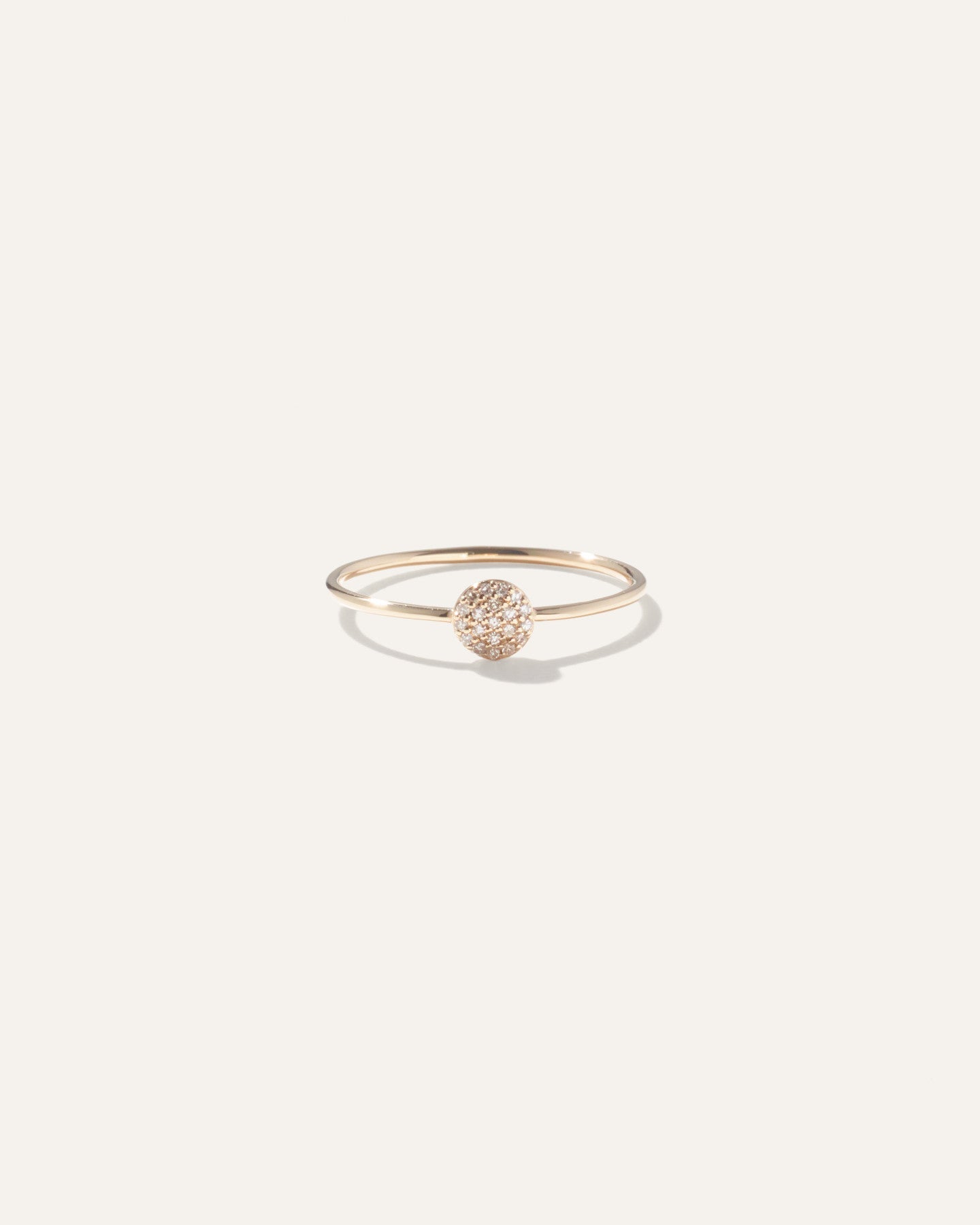 14K Gold Pave Diamond Round Disc Ring