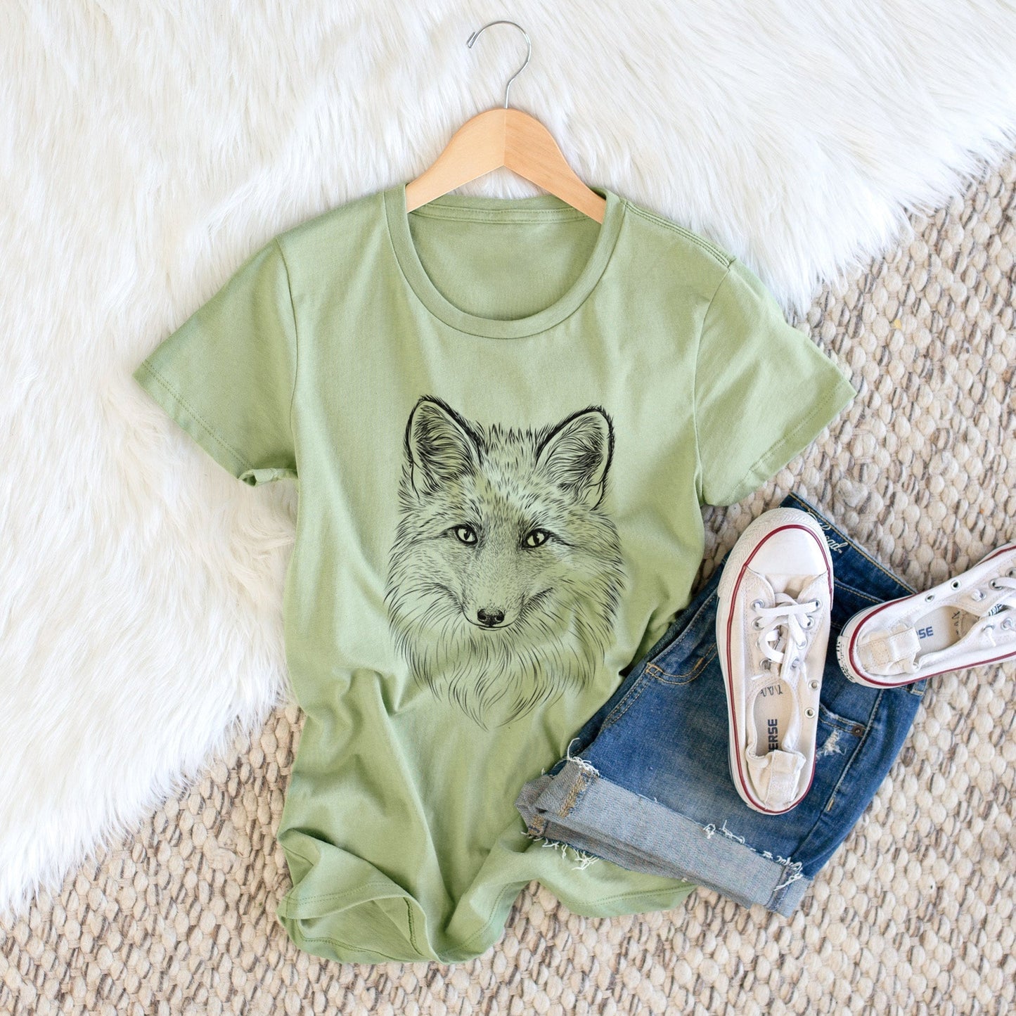 Red Fox - Vulpes vulpes - Women's Crewneck - Made in USA - 100% Organic Cotton