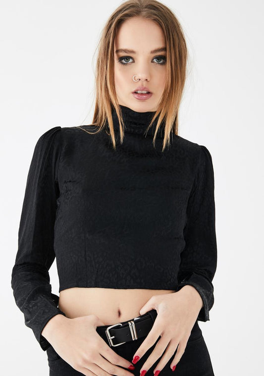 Black Cheetah Jasty Crop Top