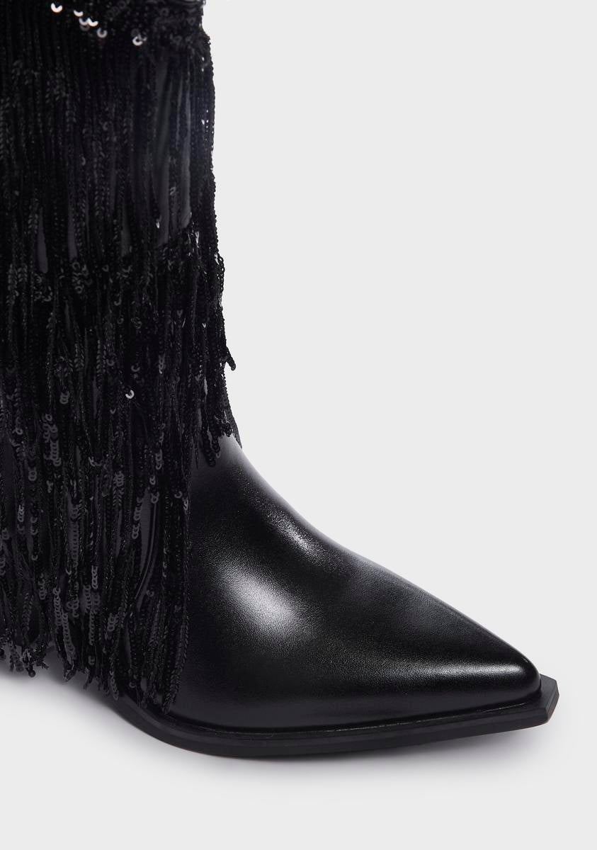 Midnight On A Rideout Fringe Cowboy Boots