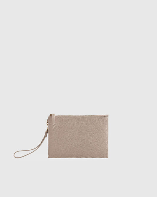 Italian Pebbled Leather Slim Wristlet