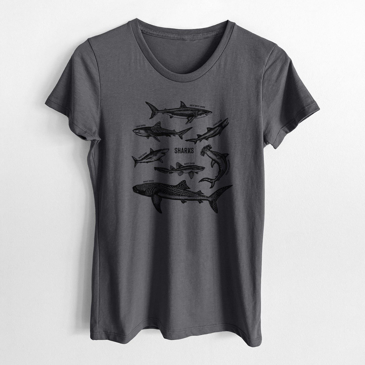 Shark Chart - Women's Crewneck - Made in USA - 100% Organic Cotton