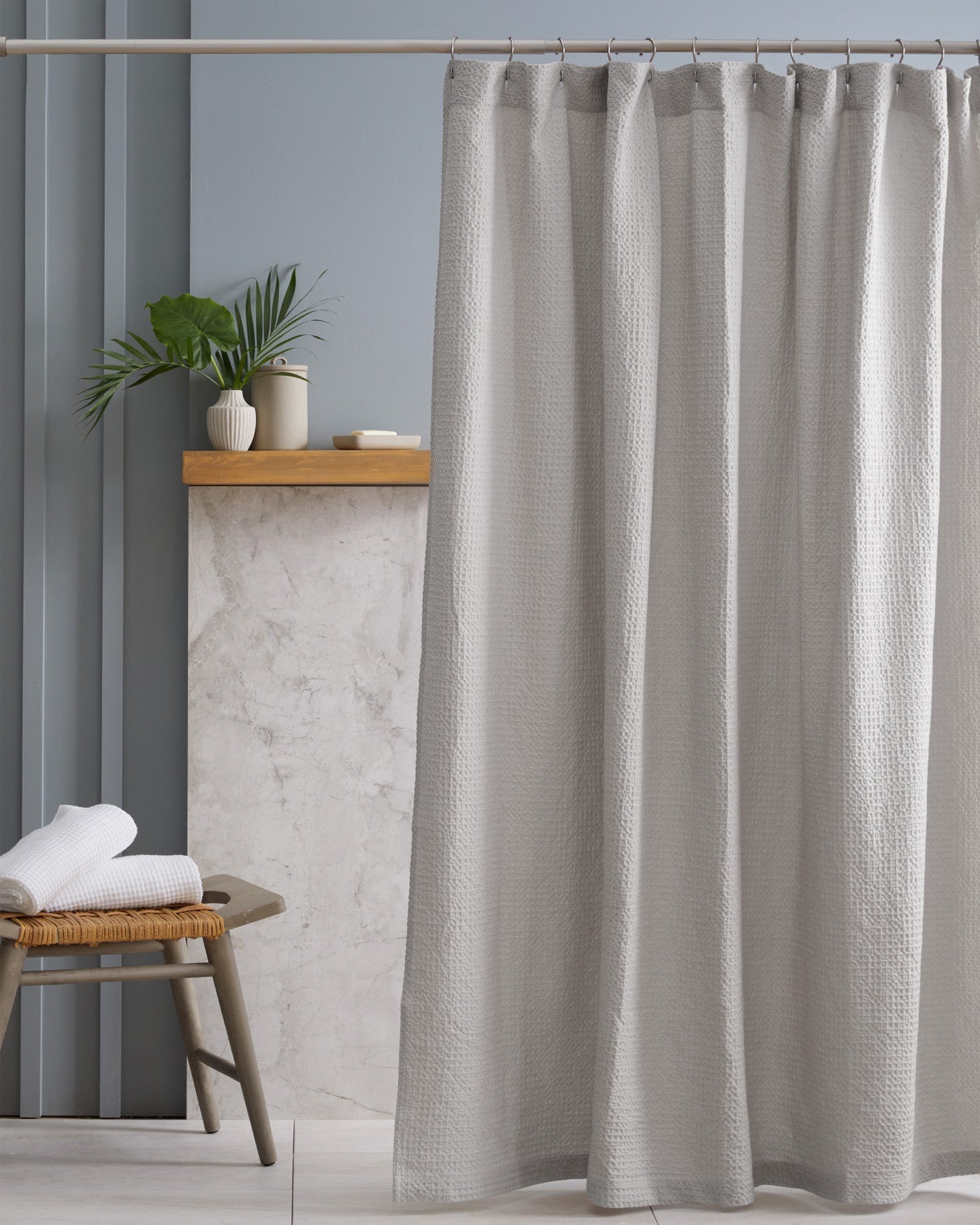 Organic Luxe Waffle Shower Curtain