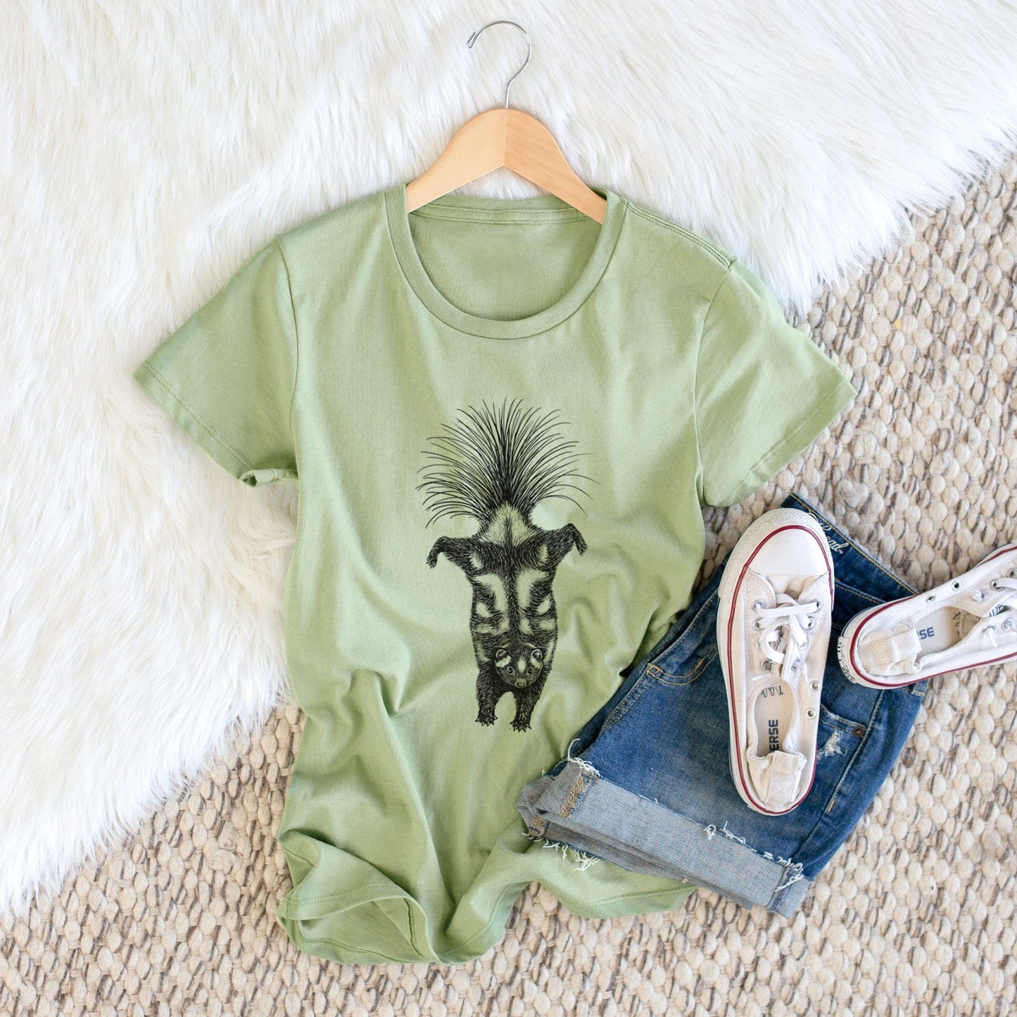 Eastern Spotted Skunk - Spilogale putorius - Women's Crewneck - Made in USA - 100% Organic Cotton