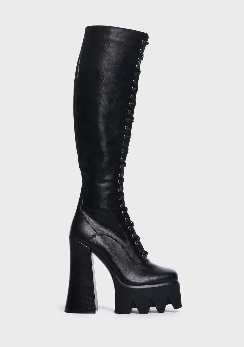 Preoccupied Platform Knee High Boots