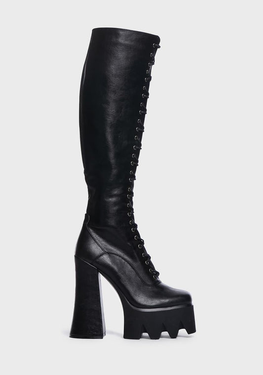 Preoccupied Platform Knee High Boots