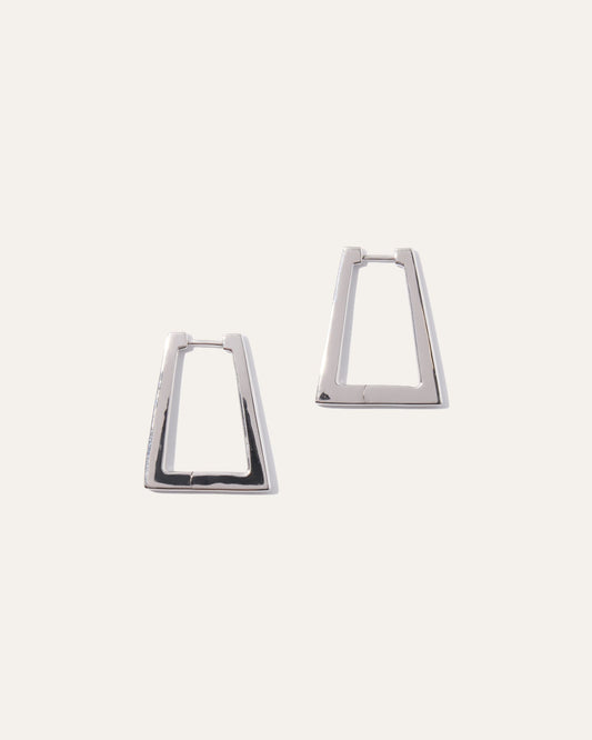 Silver Anya Trapezoid Hoops
