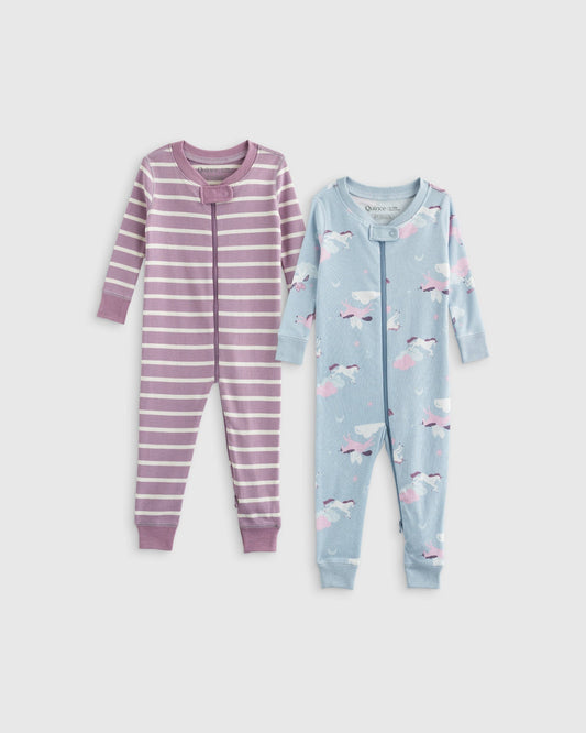 100% Organic Cotton One Piece Pajamas 2-Pack - Toddler Girl
