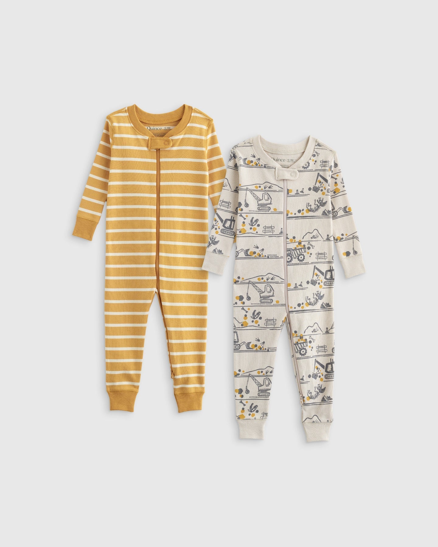 100% Organic Cotton One Piece Pajamas 2-Pack - Toddler Boy
