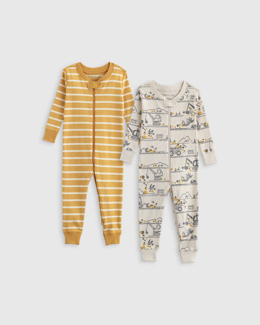 100% Organic Cotton One Piece Pajamas 2-Pack - Toddler Boy