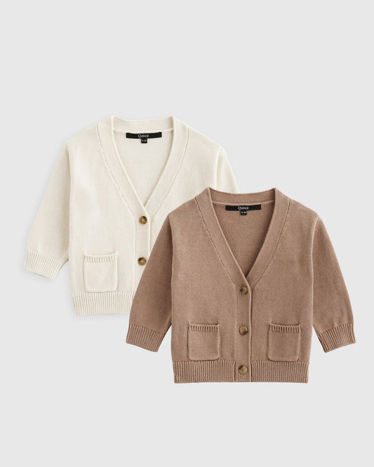 100% Organic Cotton Oversized V-Neck Cardigan 2-Pack