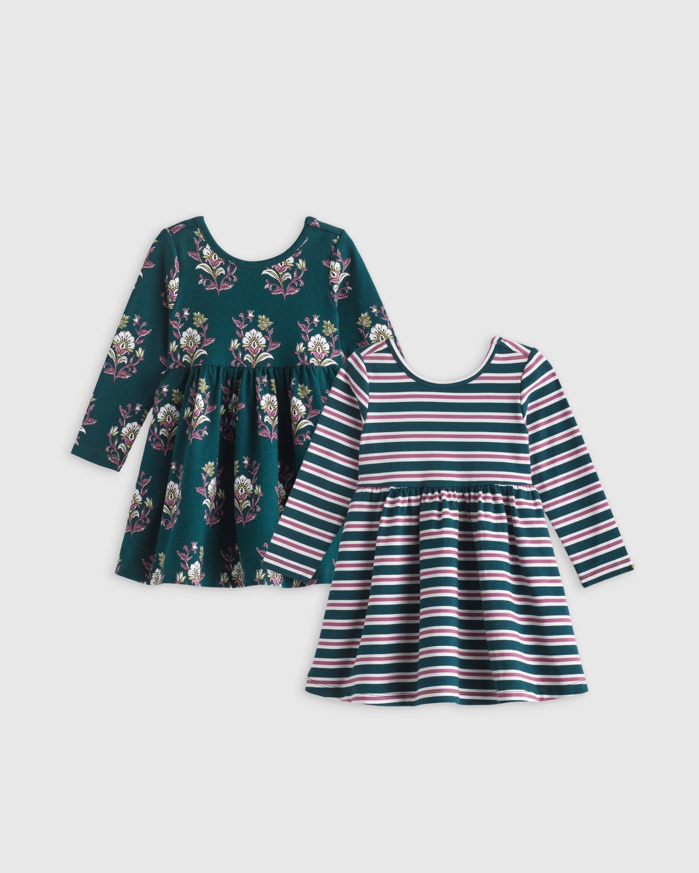 Organic Cotton Long Sleeve Skater Dress 2-Pack