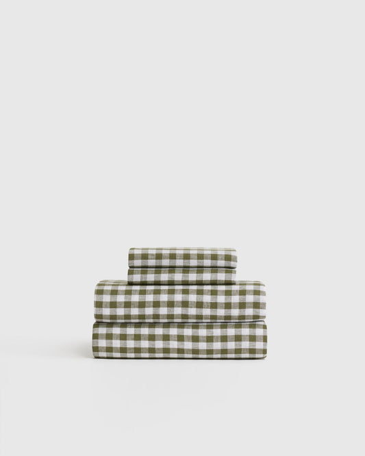European Linen Gingham Sheet Set