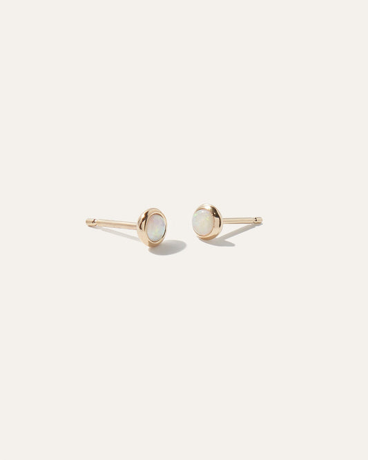 14K Gold Opal Cabochon Studs