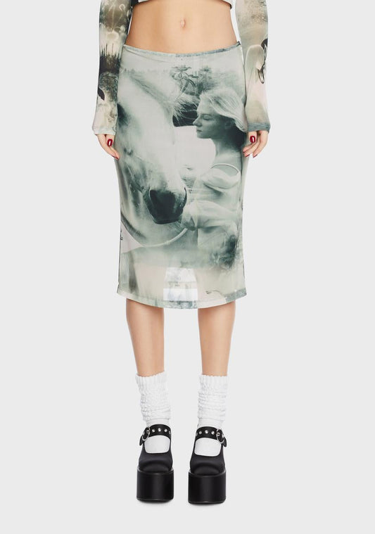 Ivy Mesh Midi Skirt