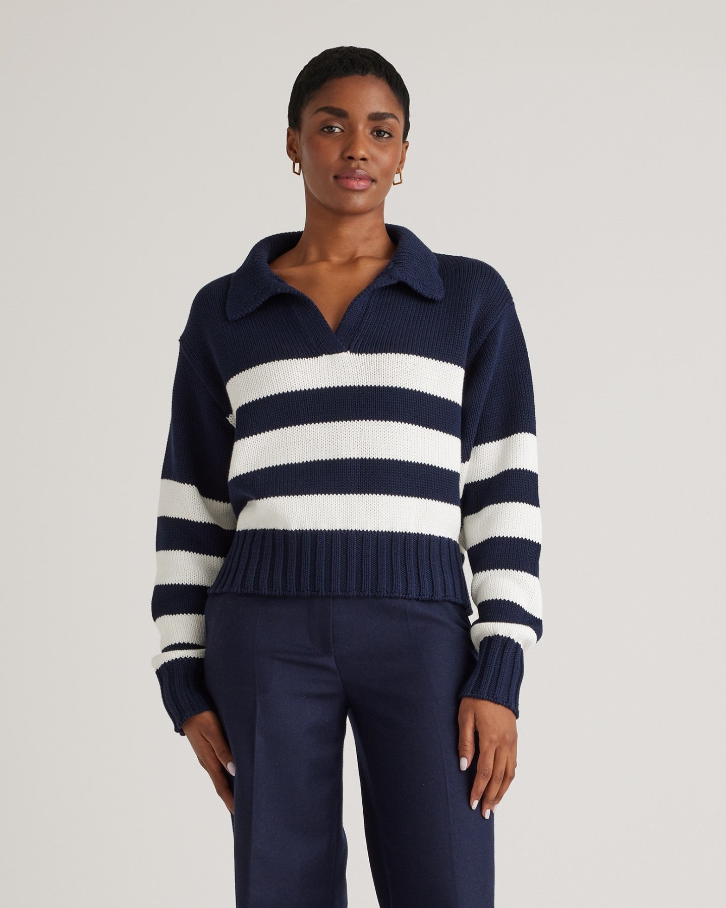 100% Organic Cropped Cotton Polo Sweater