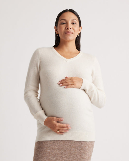 Mongolian Cashmere V-Neck Maternity Sweater