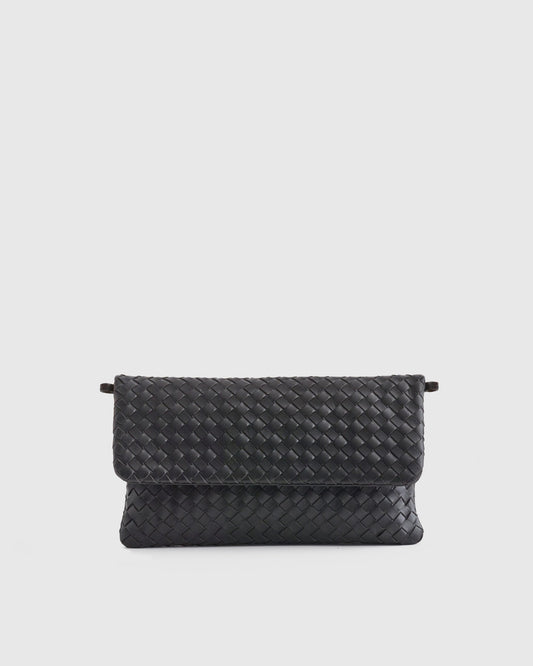 Italian Leather Handwoven Convertible Clutch
