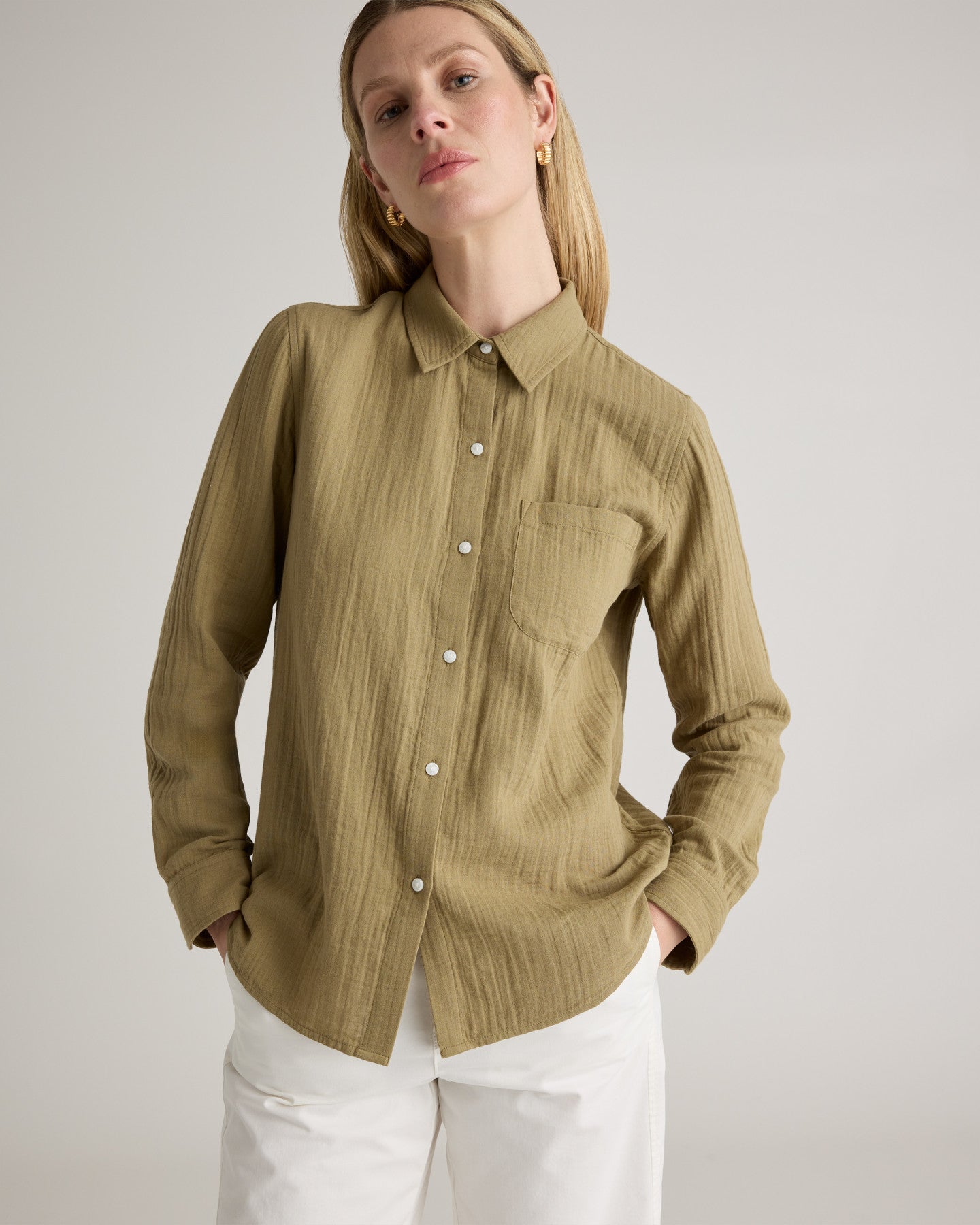 100% Organic Cotton Gauze Long Sleeve Shirt