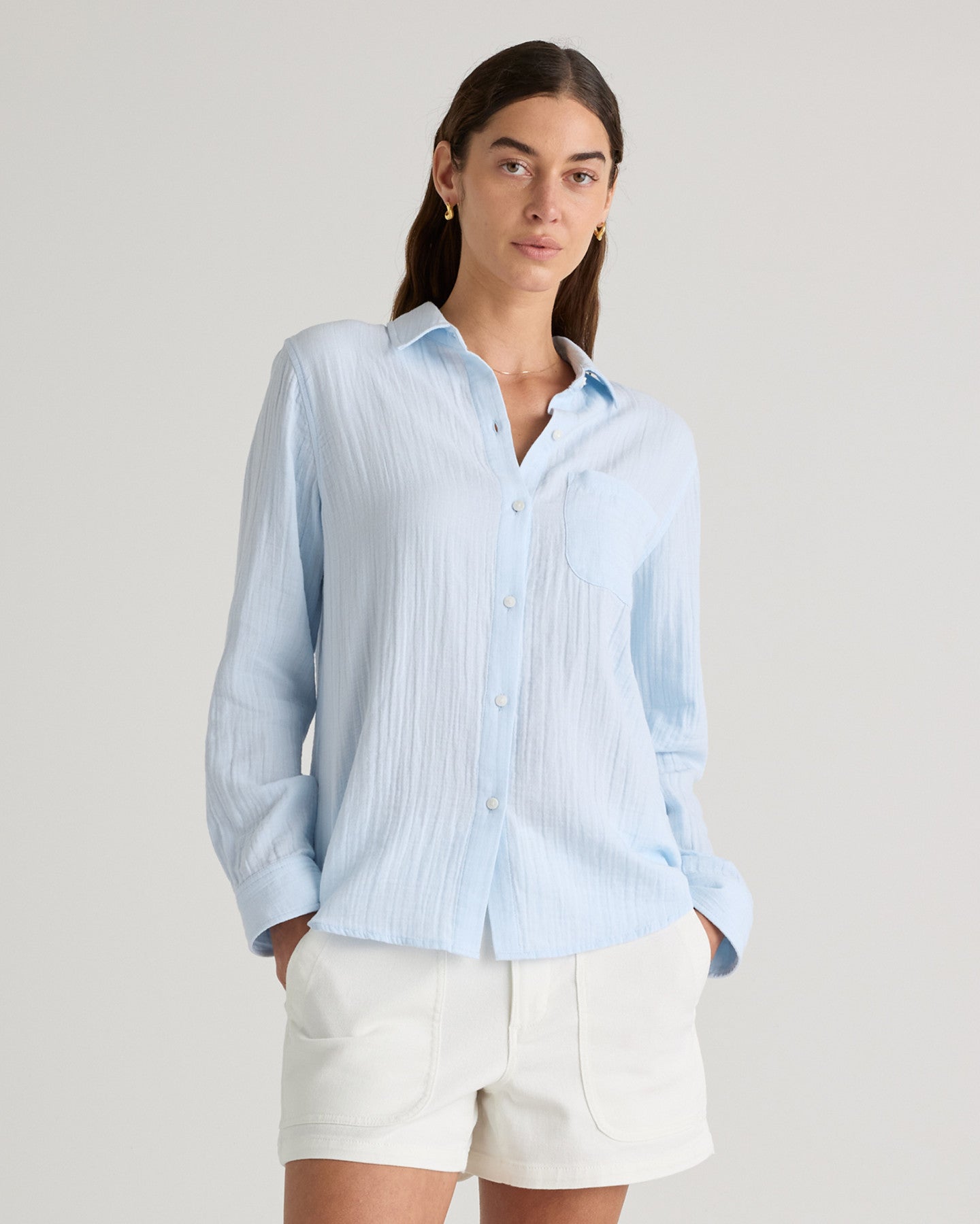 100% Organic Cotton Gauze Long Sleeve Shirt