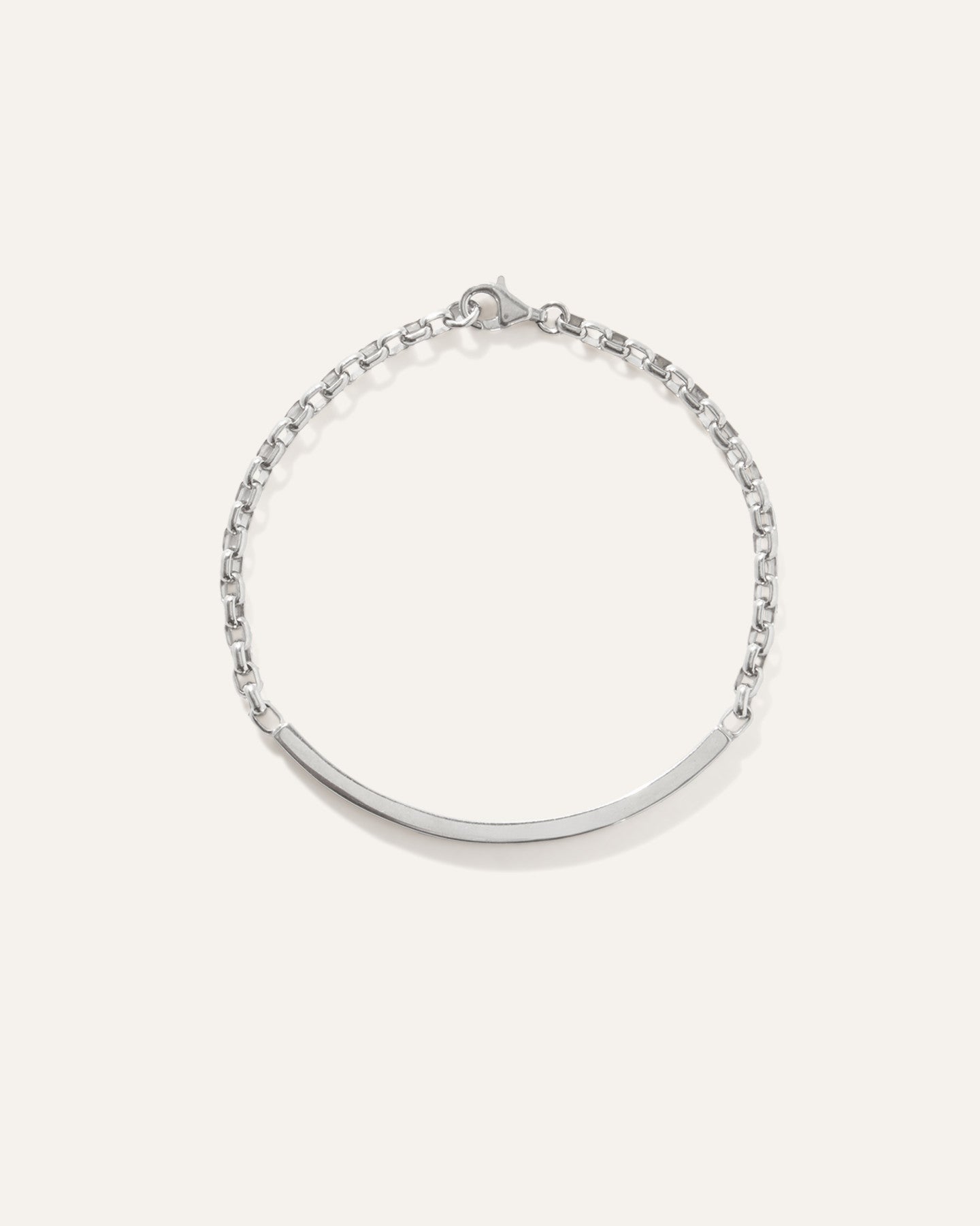 Silver Round Box Chain ID Bracelet