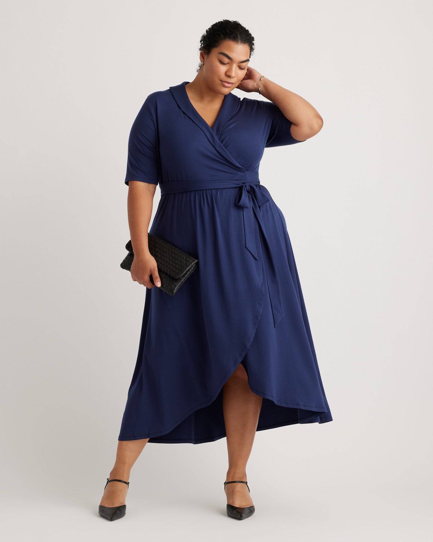 Tencel Jersey Midi Wrap Dress