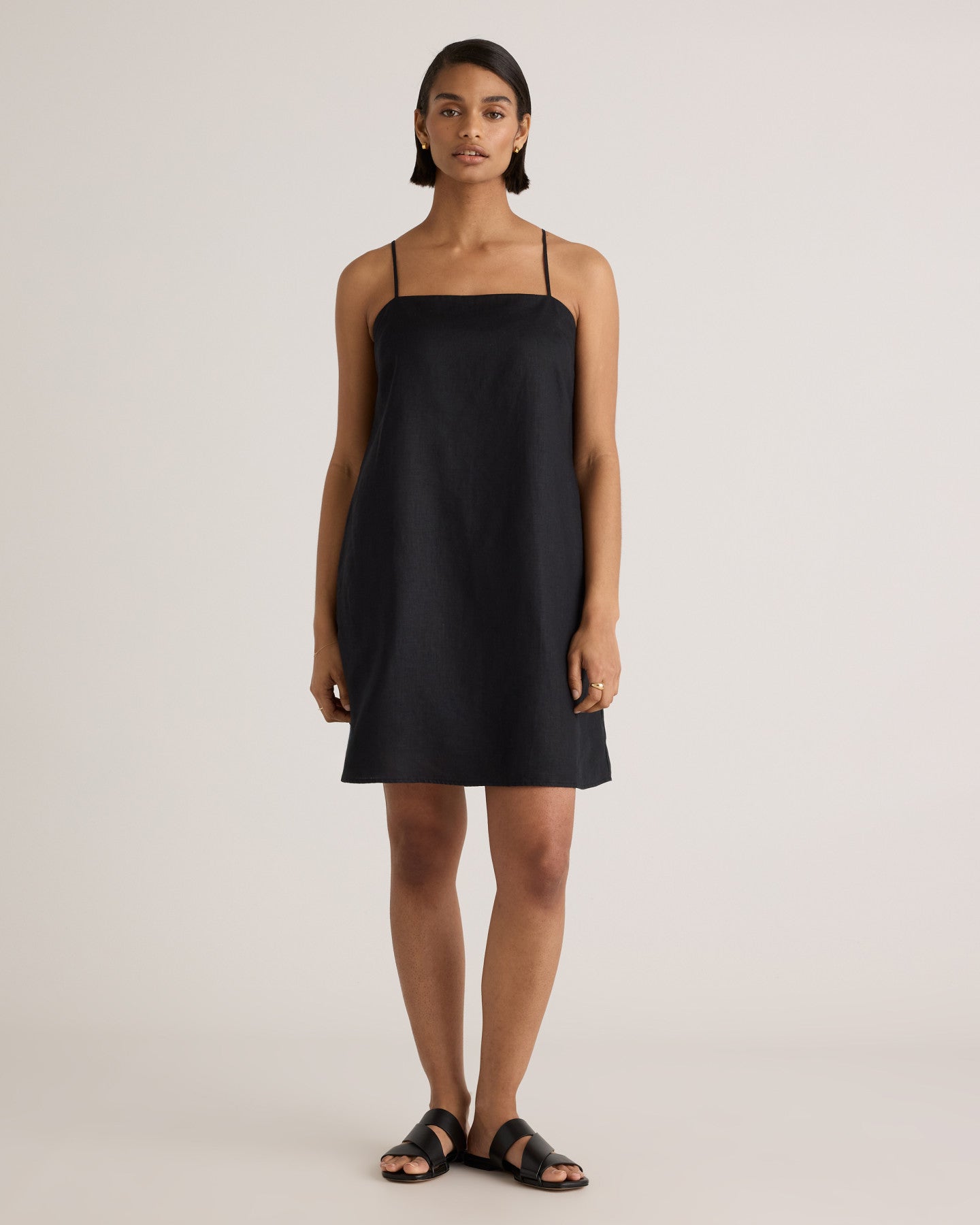 100% European Linen Spaghetti Strap Mini Dress