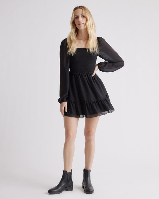 Chiffon Smocked Mini Dress