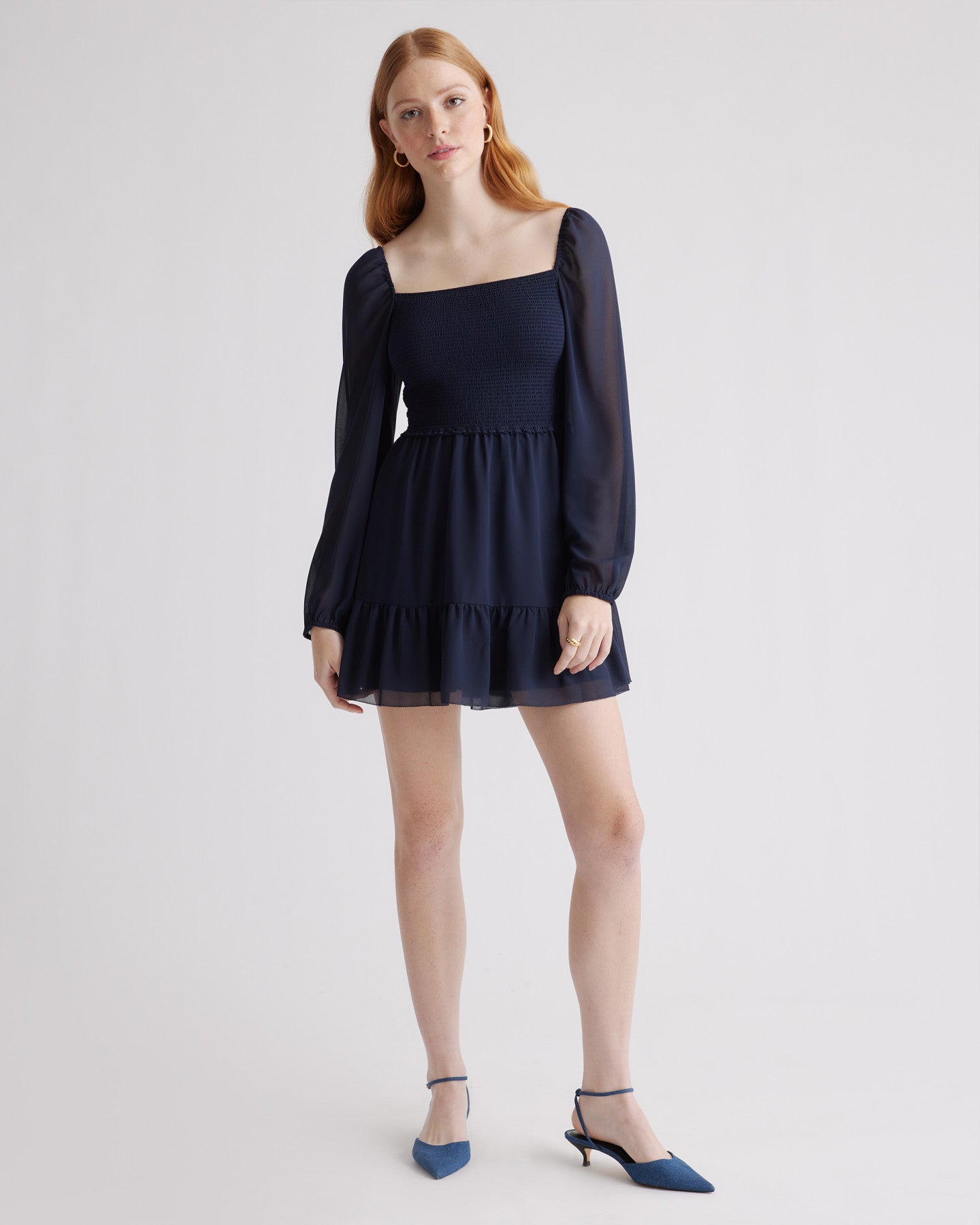 Chiffon Smocked Mini Dress