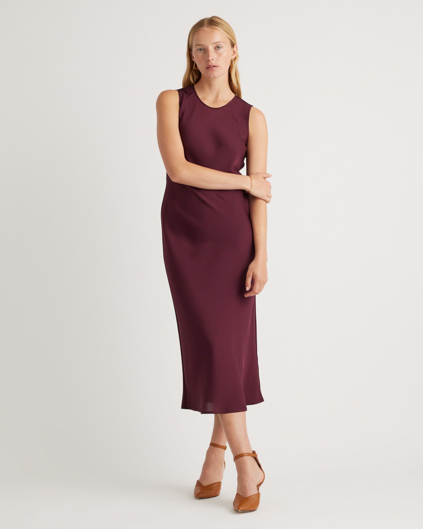 Washable Stretch Silk Tank Midi Dress