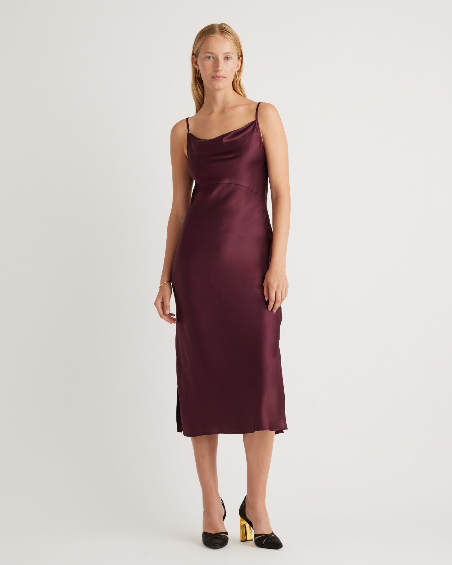 100% Washable Silk Cowl Neck Slip Dress