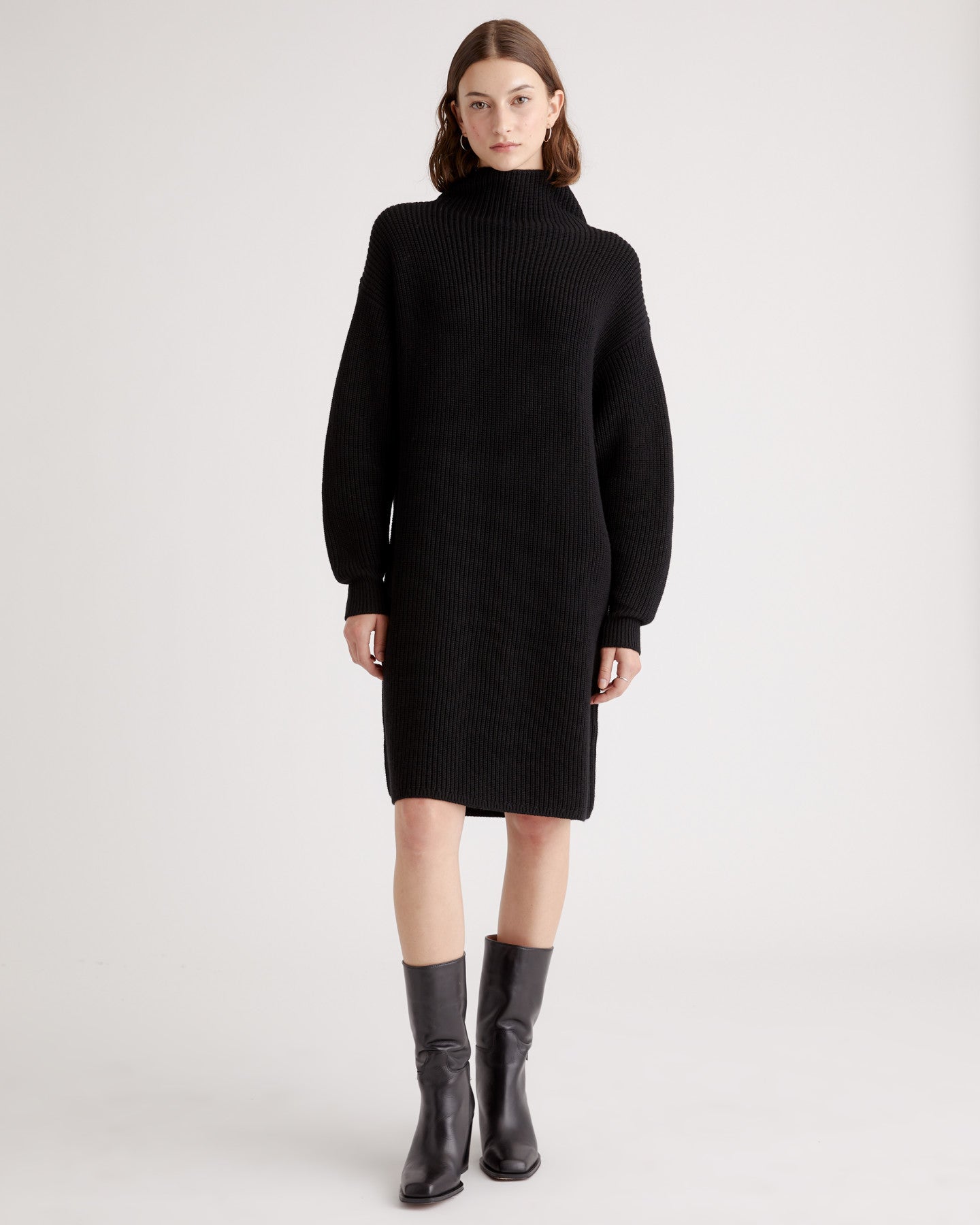 Australian Merino Wool Relaxed Turtleneck Sweater Dress
