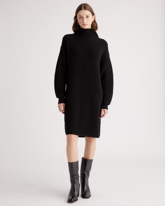 Australian Merino Wool Relaxed Turtleneck Sweater Dress