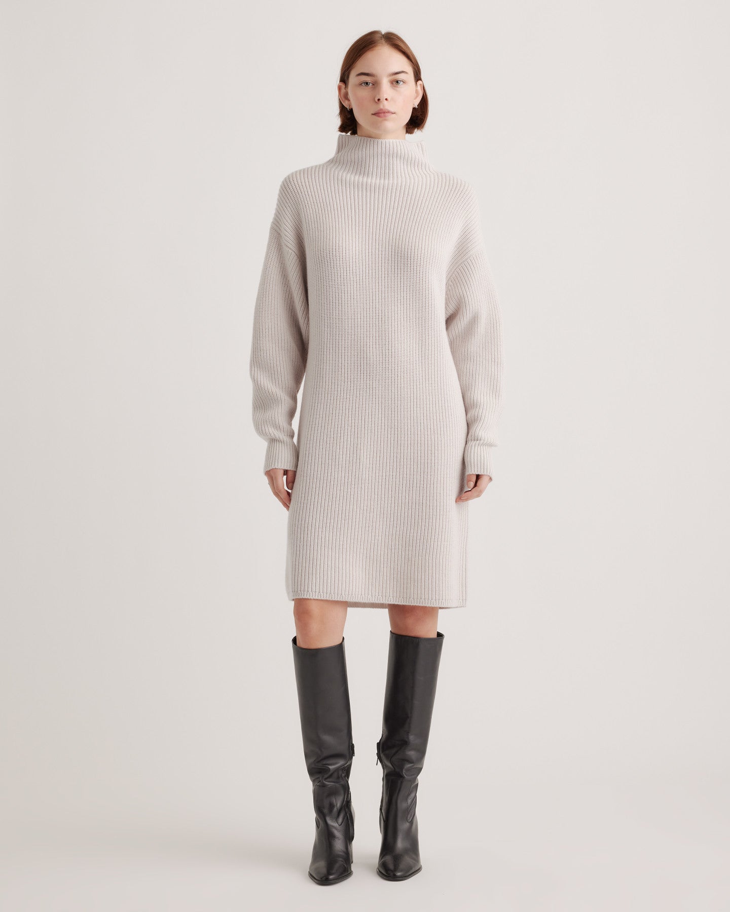 Australian Merino Wool Relaxed Turtleneck Sweater Dress