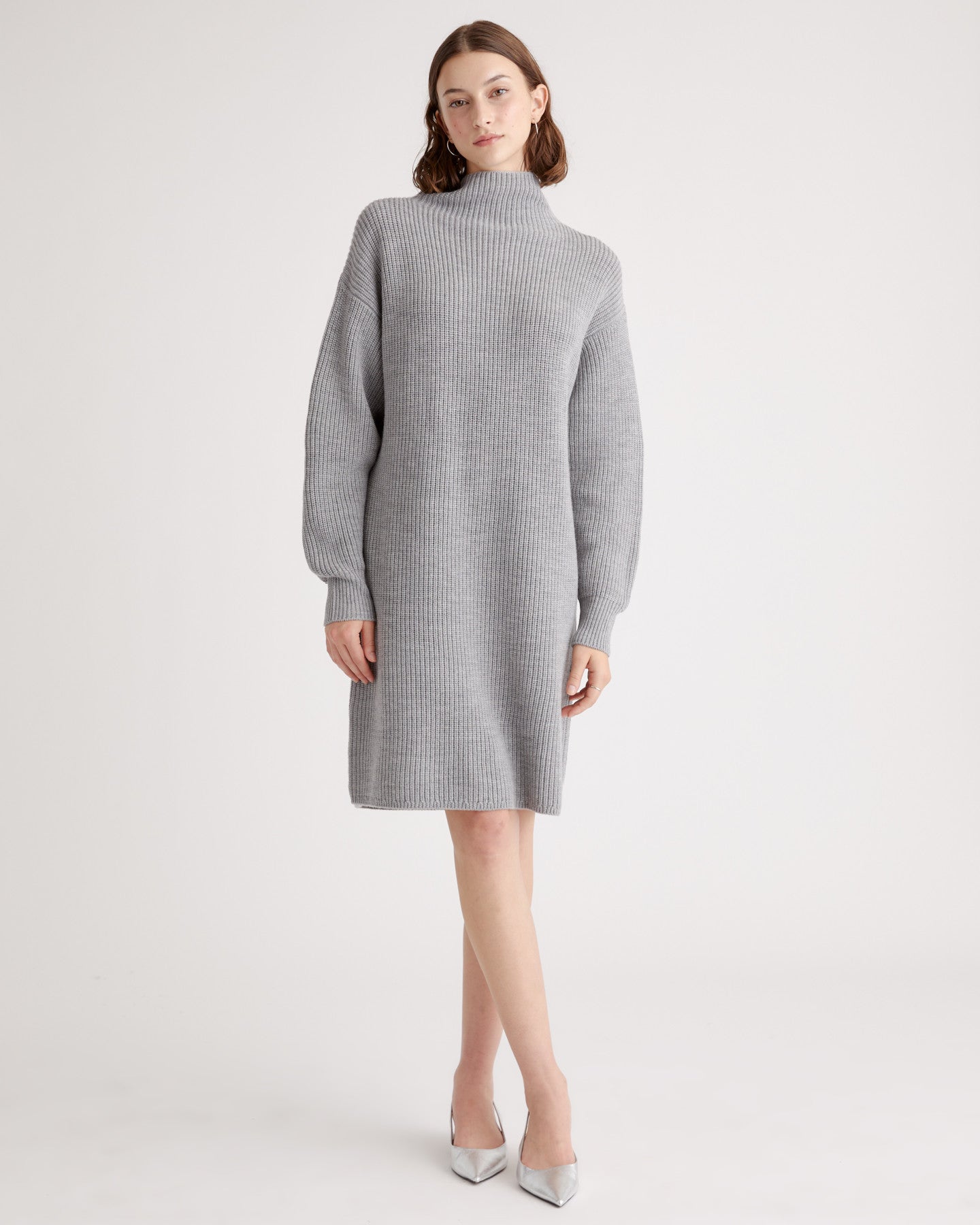 Australian Merino Wool Relaxed Turtleneck Sweater Dress