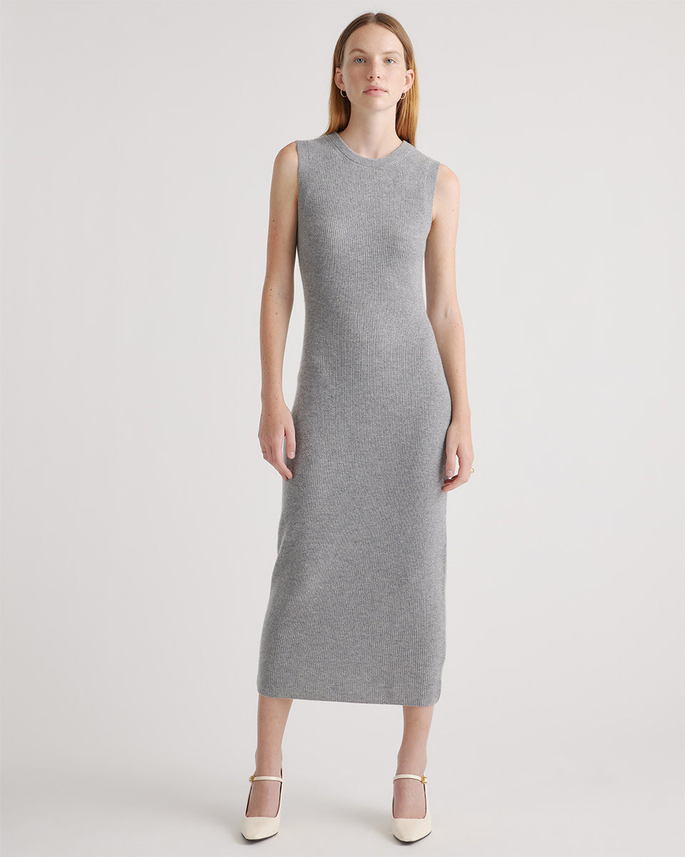 Mongolian Cashmere Sleeveless Midi Sweater Dress
