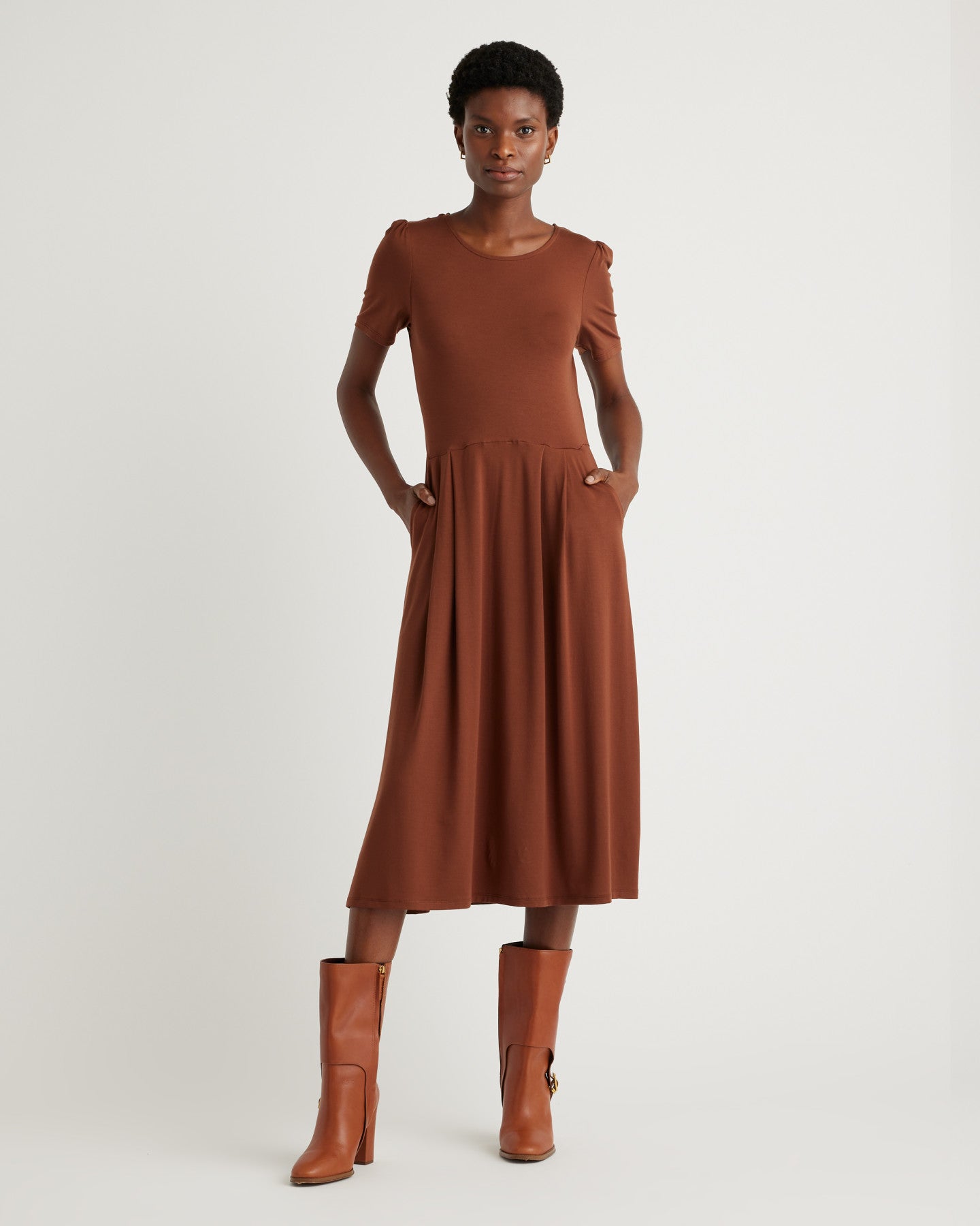 Tencel Jersey Short Sleeve Midi Dress