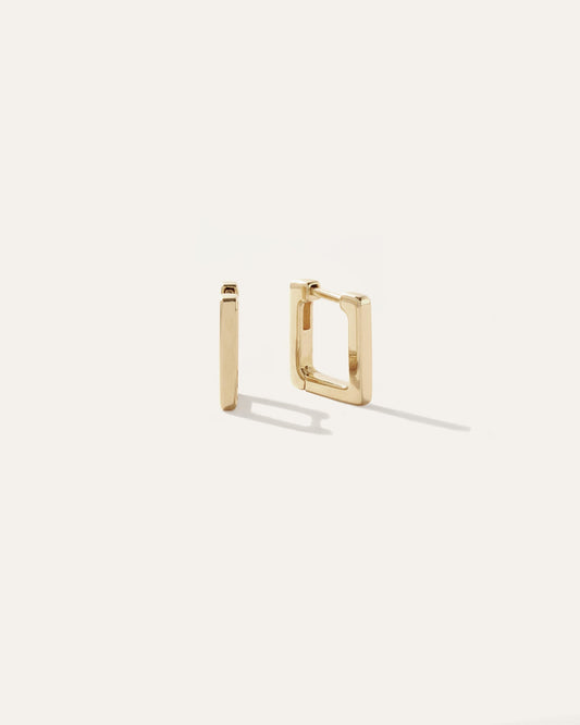 Squared Small Block Huggie Hoops