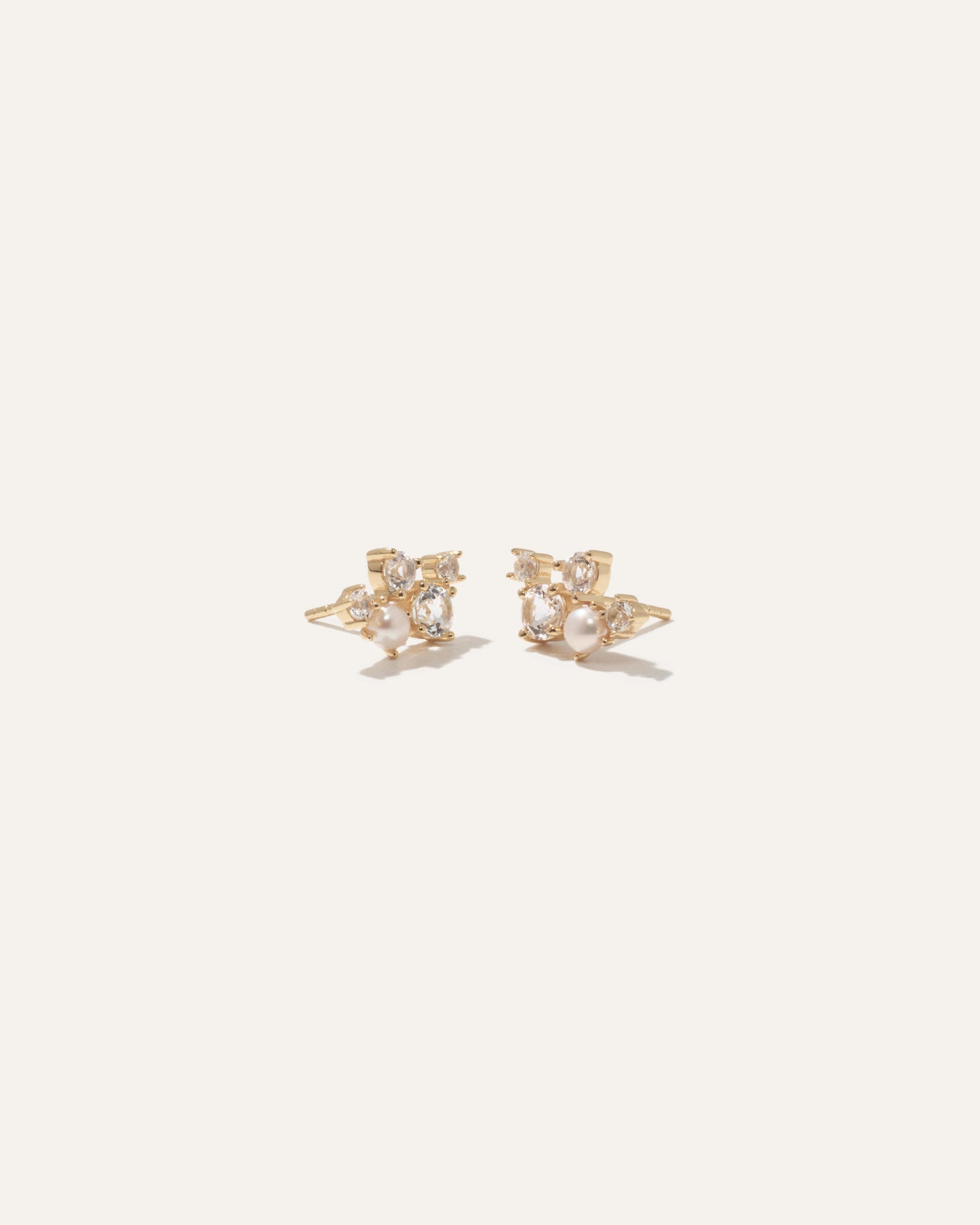 Mini Topaz Pearl Sparkle Climber Earrings