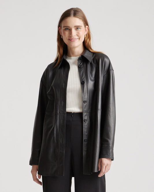 100% Leather Shirt Jacket